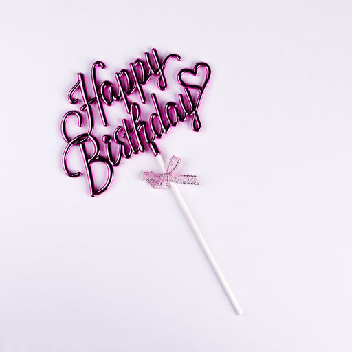 Топпер Happy Birthday, розовый, с бантиком, Дарим красиво  фото 3