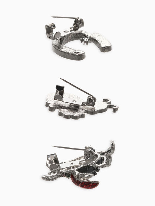 Броши "Счастливый случай" (набор 3шт), цветной в серебре