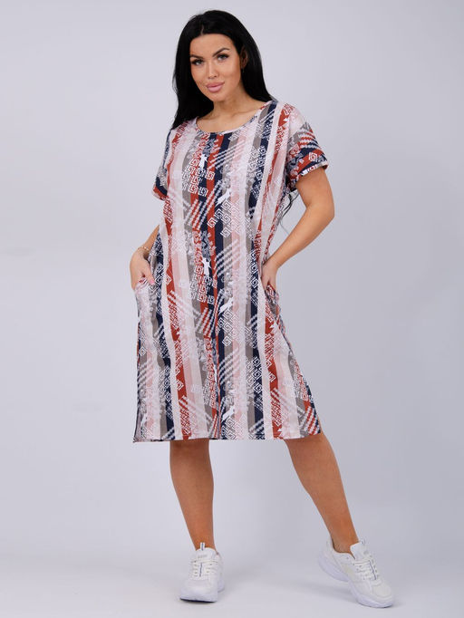 Туника Урсула орнамент, трикотаж - Малина фото 8