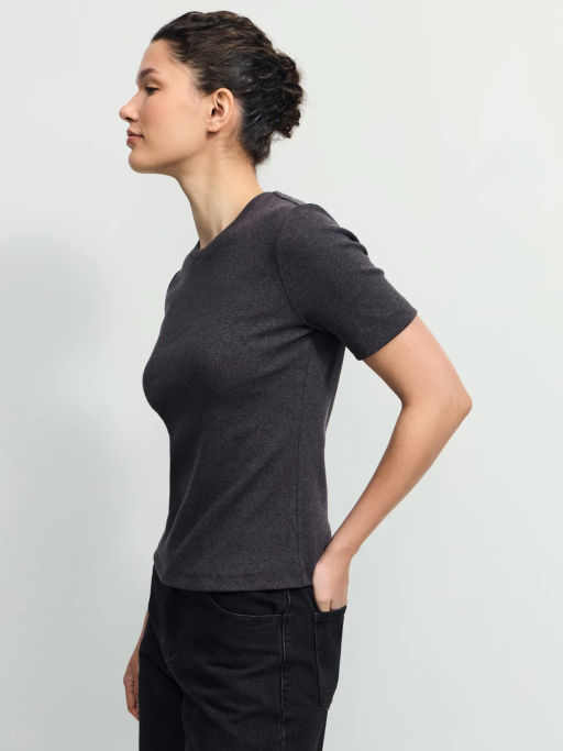 Базовая футболка в рубчик / Zarina  фото 4