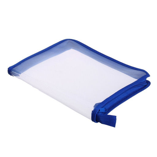 Папка на молнии с 3-х сторон А5, 450мкм, прозрачная с синим кантом - Calligrata фото 2