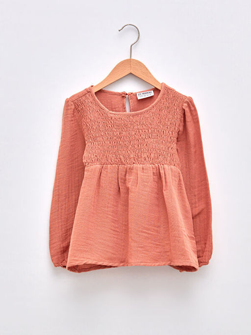 Bisiklet Yaka Basic Uzun Kollu K?z ?ocuk Bluz