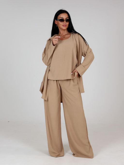 ЖК-АННА ЖЕНСКИЙ КОСТЮМ ТРОЙКА (Песочный) - А-дина фото 2