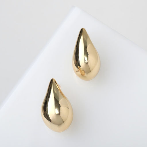 Серьги пластик «Капля», изогнутая мини, цвет золото