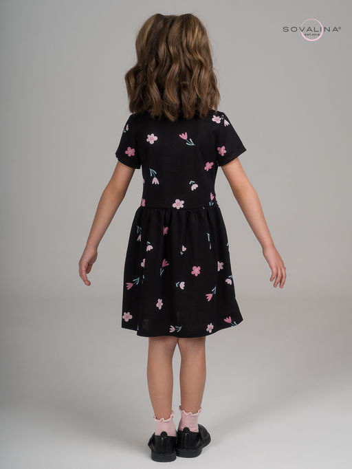 Платье Лето тюльпаны на черном