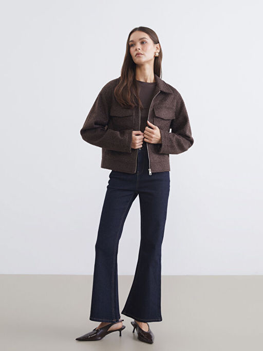 G?mlek Yaka Kad?n Ka?e Ceket