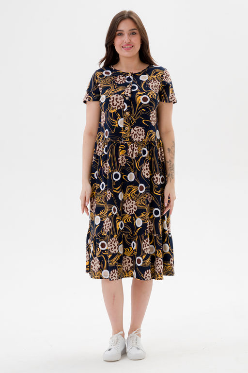 Платье женское из кулирки Кармелита 2 кофе на синем - Амадэль фото 13