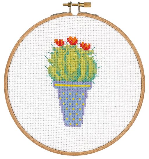 Набор для вышивания VERVACO PN-0155972 Кактус с красными цветами 14.5 х 14.5 см