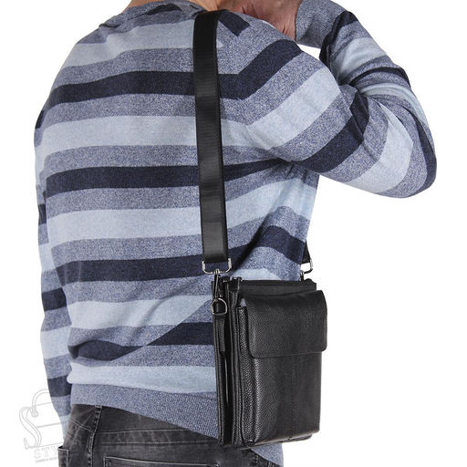 Сумка мужская кожаная 1006-3QGH black Heanbag в Новосибирске