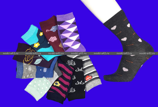 Цена за 10 пар. Носки женские Компьютерные XL (33-35) - Weiwei фото 4