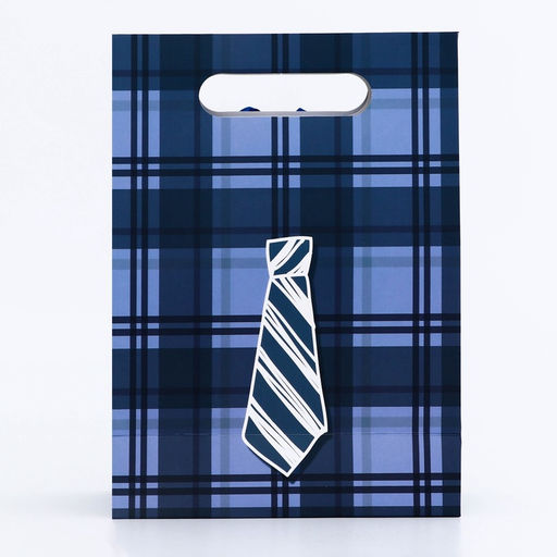 Цена за 5 шт. Подарочная коробка - пакет, упаковка с вырубной ручкой, «Мужской галстук», 19×9×27 см