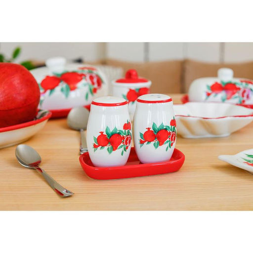 Набор для специй Доляна Гранат, солонка, перечница 130 мл, на подставке, доломит, белый, красный фото 6