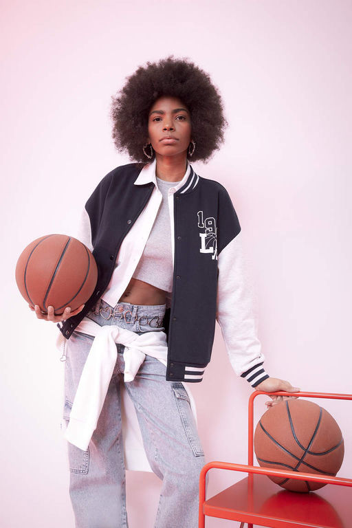 DeFactoFit Толстый кардиган-бомбер с воротником-бомбером оверсайз и карманами