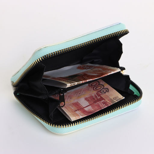 Кошелёк женский на молнии 11×2.5×9 см, градиентный, бирюзовый/разноцветный