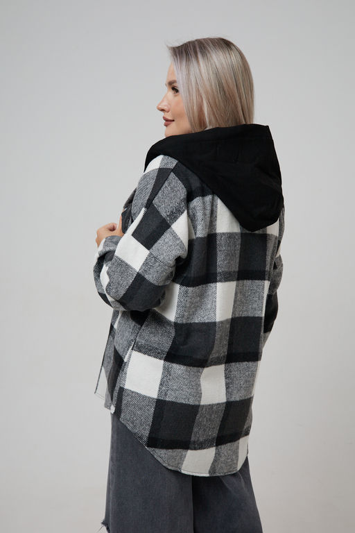 Рубашка женская в клетку с капюшоном РЖКК-01