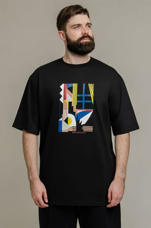 Арт. 61137 Футболка мужская оверсайз 48-56 (5 шт) Цвет:черный - Идеал фото 4