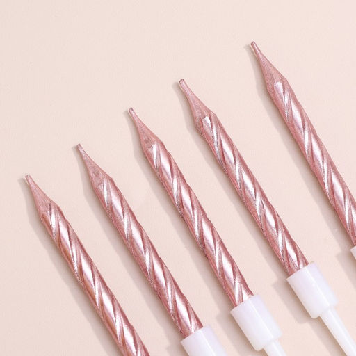 Цена за 3 шт. Свечи в торт Спираль, 10 шт., средние, 5 см, розовый металлик - Страна карнавалия фото 3