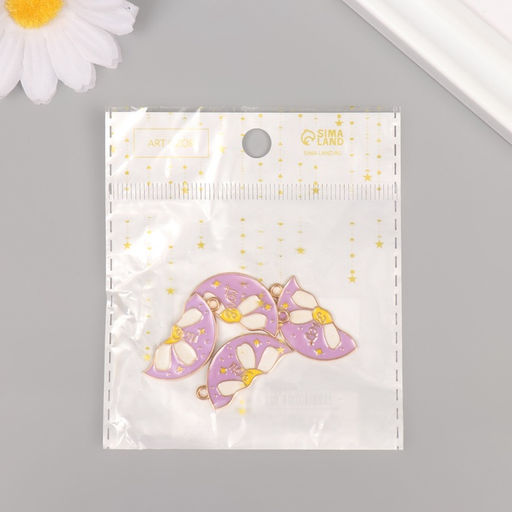 Цена за 4 шт. Декор для творчества металл, эмаль Ромашка - половинки, набор 2 шт., 2.8?2.7 см