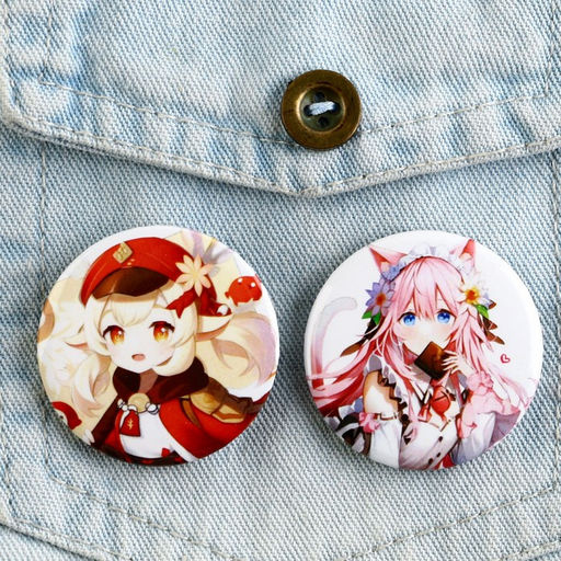 Цена за 10 шт. Значки закатные Аниме девочки, 38 мм, МИКС