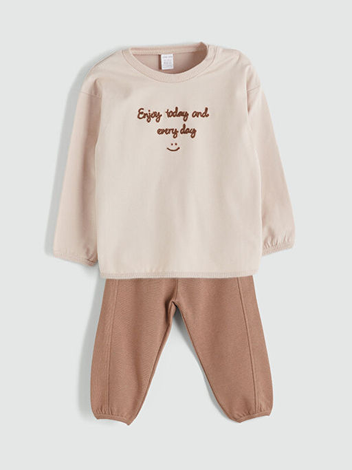 Bisiklet Yaka Erkek Bebek Sweatshirt ve E?ofman Alt 2li