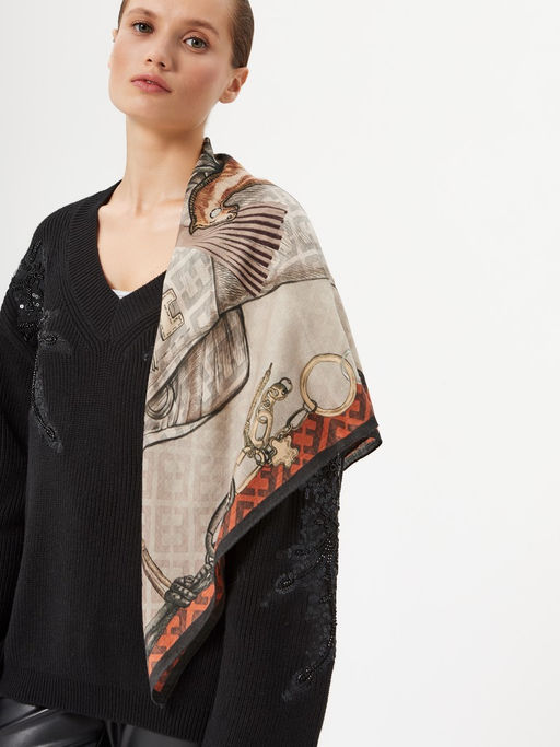 Платок жен. шерсть+шелк 110х110 JG43-8529-16