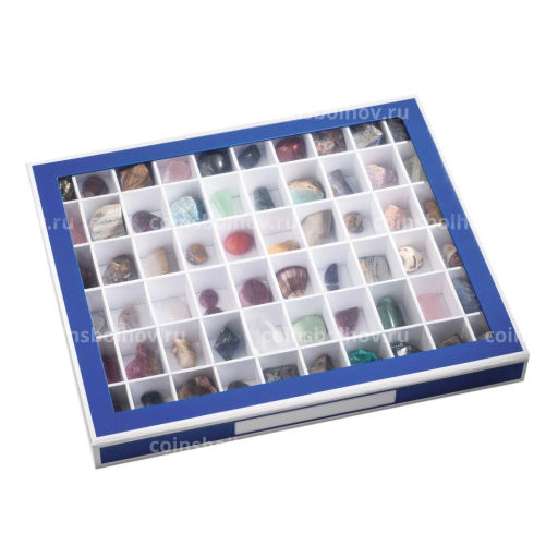 Демонстрационный бокс (витрина) на 60 ячеек Синий LEUCHTTURM 344051