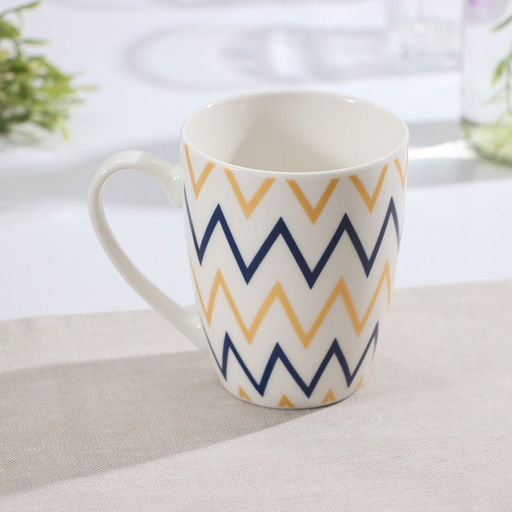 Кружка фарфоровая Доляна Золотой зигзаг, 350 мл, цвет белый  фото 2
