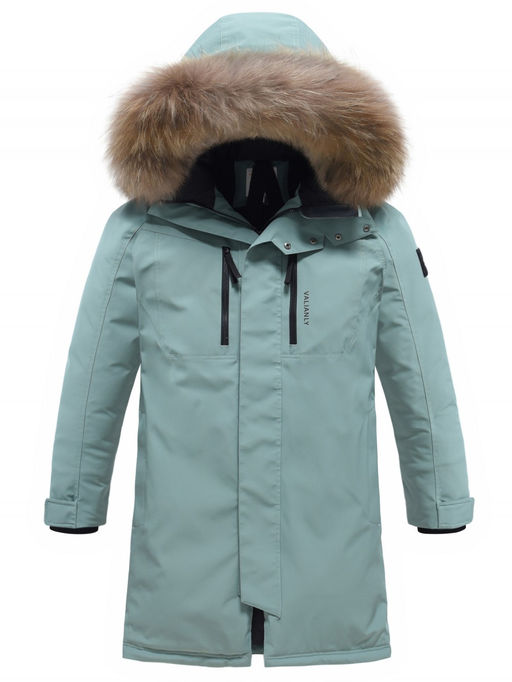 Парка зимняя мужская с капюшоном и мехом енот зеленого цвета 9537-1Z - Valianly фото 2