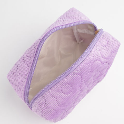 Косметичка на молнии женская, с подкладом, маленькая, Цветы, сиреневая - Simaland фото 4
