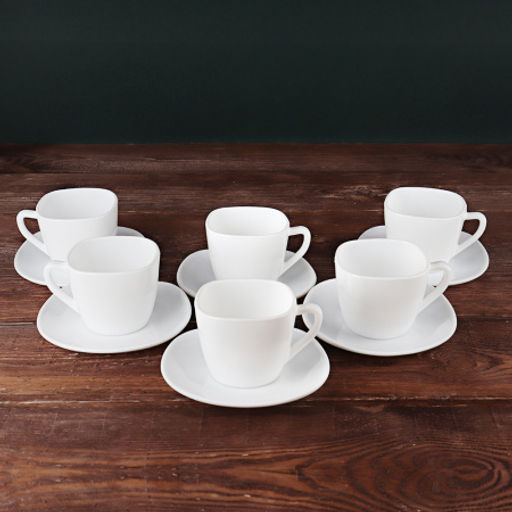 Чайный набор 12 предметов 250 мл белый квадратная форма А / FXB220/FBD220-6A (WHITE ) /уп.8/ картон - Галеонтрейд фото 3