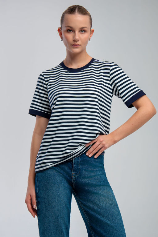 Арт. 3661 Футболка женская 42-50 (5 шт) Цвет:бело-синий - Калинка фото 6