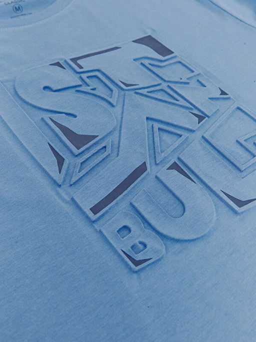 Bisiklet Yaka K?sa Kollu Bask?l? Penye Erkek Ti??rt - Waikiki фото 2