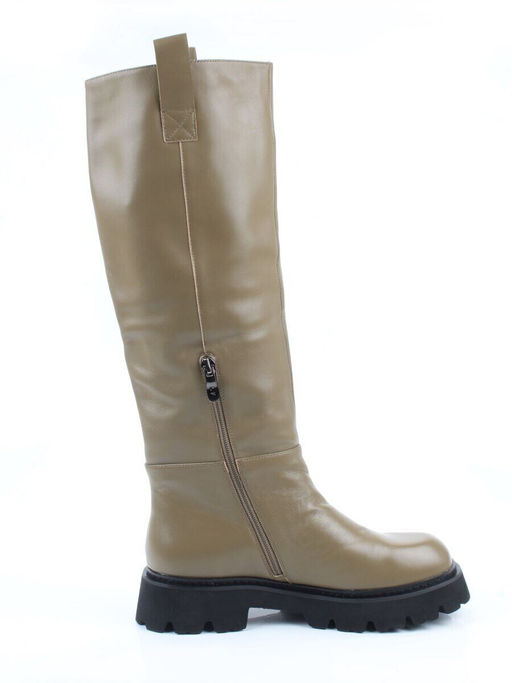 02-E39B-53JN GREEN Сапоги демисезонные женские (натуральная кожа)