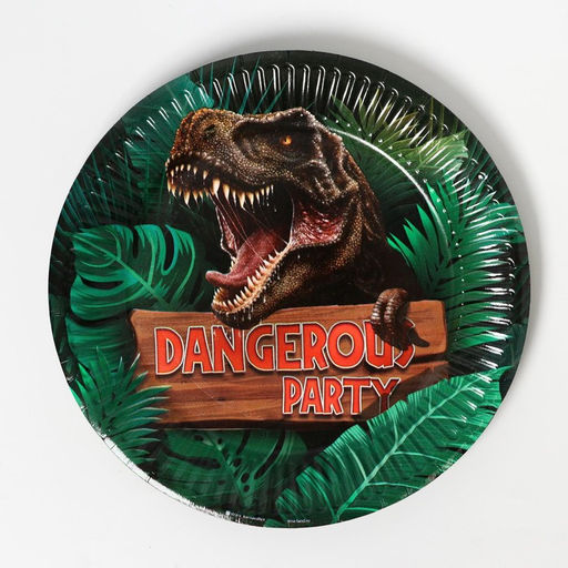 Посуда одноразовая бумажная Dangerous party, 6 тарелок, 6 стаканов, 1 гирлянда