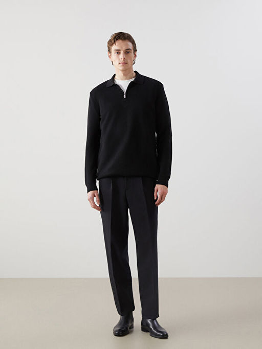 Polo Yaka Uzun Kollu Erkek Triko Kazak