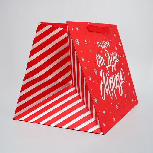 Пакет подарочный с широким дном Подарок от Деда Мороза, 35 29 28 см - Дарите счастье фото 4