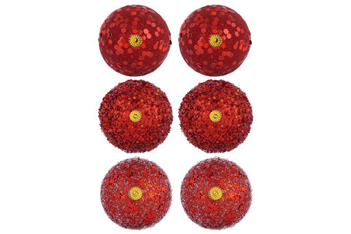 Набор 6 новогодних шаров 9,5*9,5 см Красный - Elan gallery фото 12