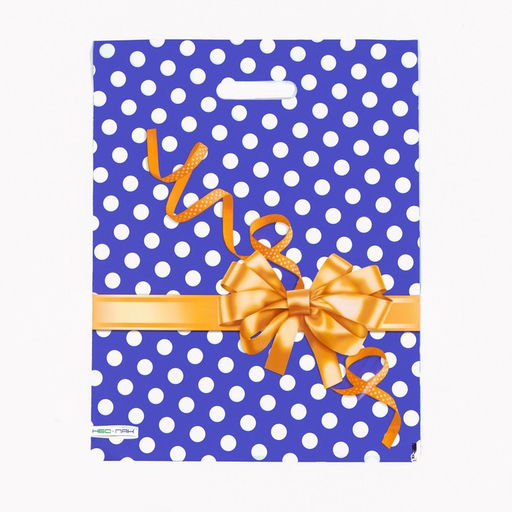 Цена за 25 шт. Пакет «Золотой бантик», полиэтиленовый, с вырубной ручкой, 38×47 см, 60 мкм