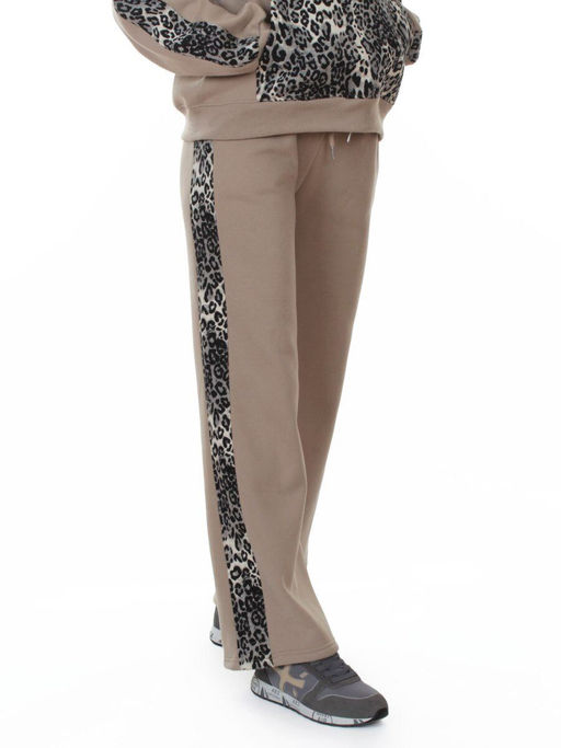 008 BEIGE/LEOPARD Костюм спортивный зимний женский (95% хлопок, 5% полиэстер)