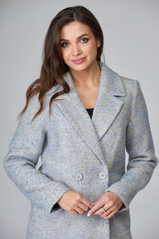 Пальто БелЭльСтиль 841 клетка серая  фото 72