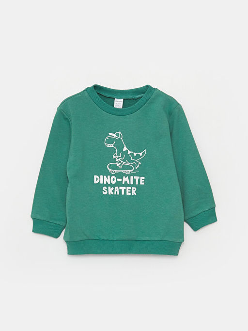 Bisiklet Yaka Uzun Kollu Bask?l? Erkek Bebek Sweatshirt - Waikiki фото 3