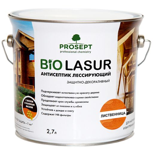 PROSEPT BIO LASUR - антисептик лессирующий защитно-декоративный; Лиственница 2,7л
