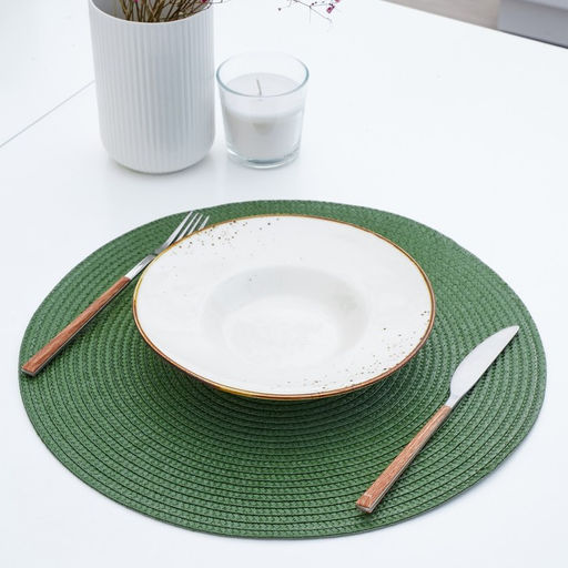 Цена за 12 шт. Салфетка сервировочная на стол Доляна Лофт, d=38 см, цвет зелёный  фото 9