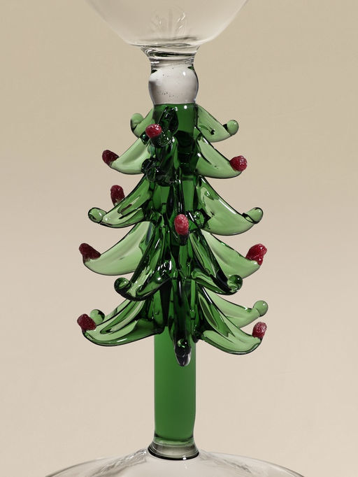 Бокал для шампанского SL-Home «Ёлочный», 250 мл, 6×23.6 см, стекло, прозрачный, зелёный