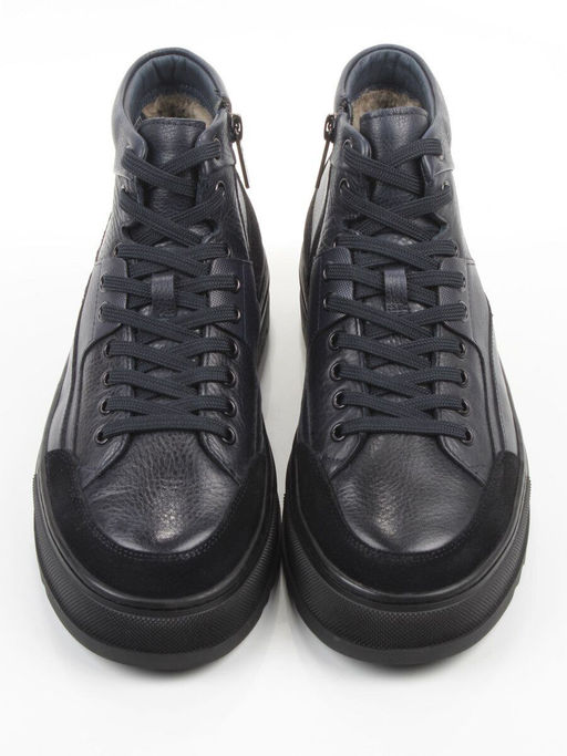 05-B203B-1M-C DK.BLUE Ботинки зимние мужские (натуральная кожа, натуральный мех)