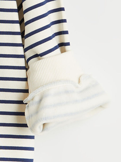 Bisiklet Yaka ?izgili K?z ?ocuk Sweatshirt