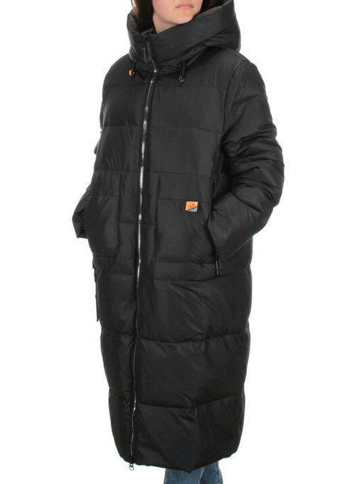 H-2209 BLACK Пальто зимнее женское (200 гр .холлофайбер) - Фабричный китай фото 3