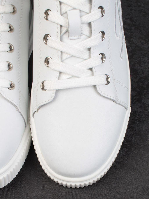 05-PDD165-1 WHITE/GRAY Кроссовки женские (натуральная кожа)