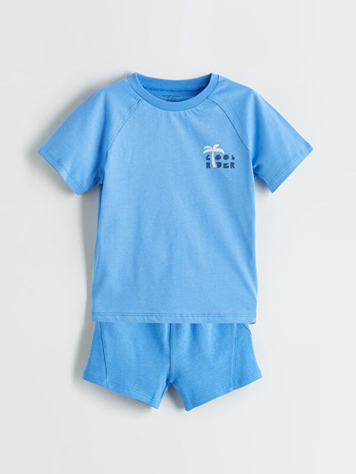 Bask?l? Erkek Bebek Ti??rt ve ?ort 2li