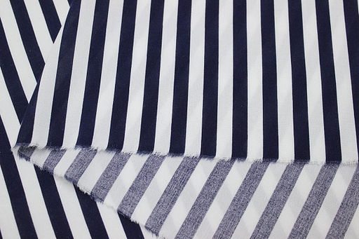 Штапель Чернильная полоска (10мм) на белом, ш.1.45м, вискоза-100%, 90гр/м.кв - Купава фото 4